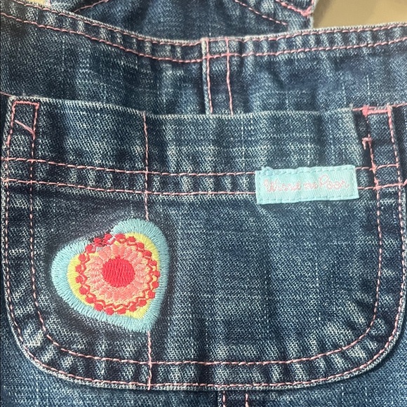 Disney Kids Winnie the Pooh  Blue Denim Overall with Embroidery - Picture 3 of 8